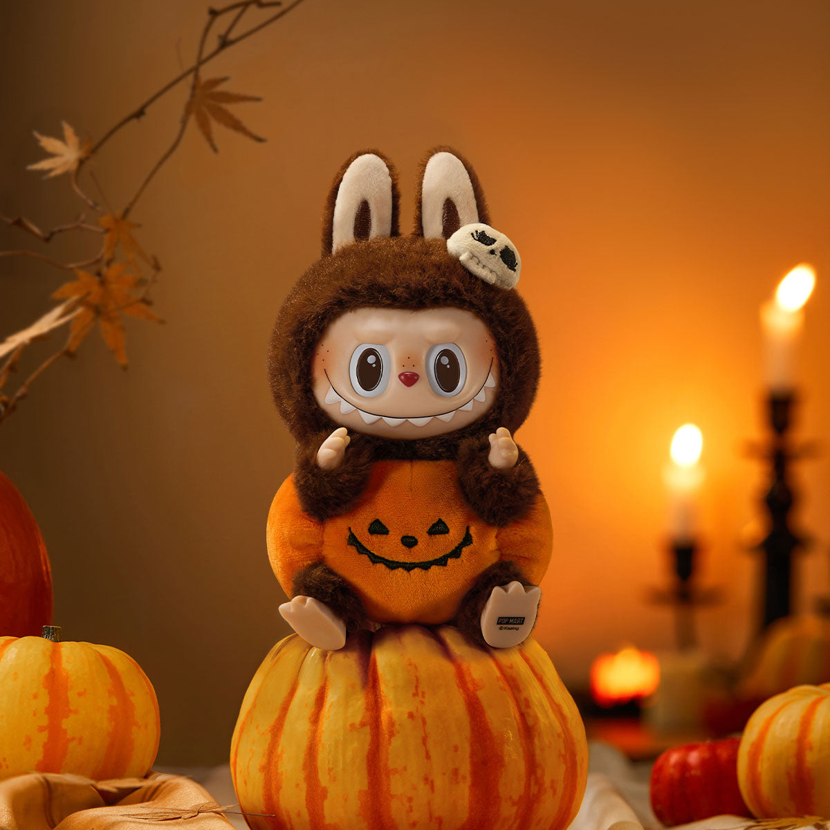 THE MONSTERS Labubu Happy Halloween Party Series Sitting Pumpkin Vinyl Plush Pendant