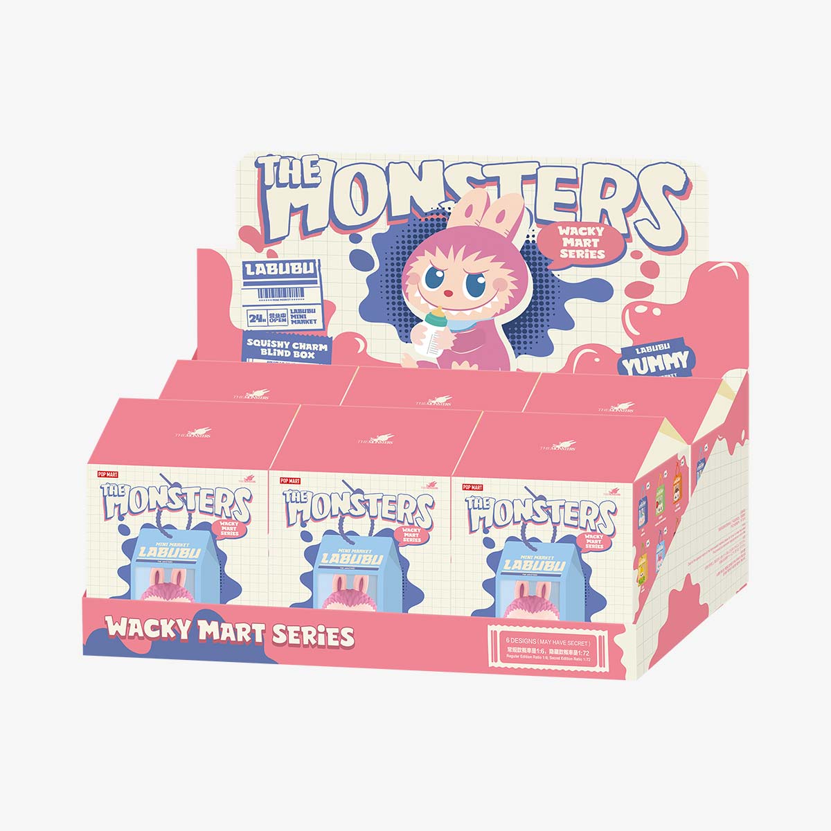 THE MONSTERS Labubu Wacky Mart Series Squishy Charm Case (6 Blind Box)