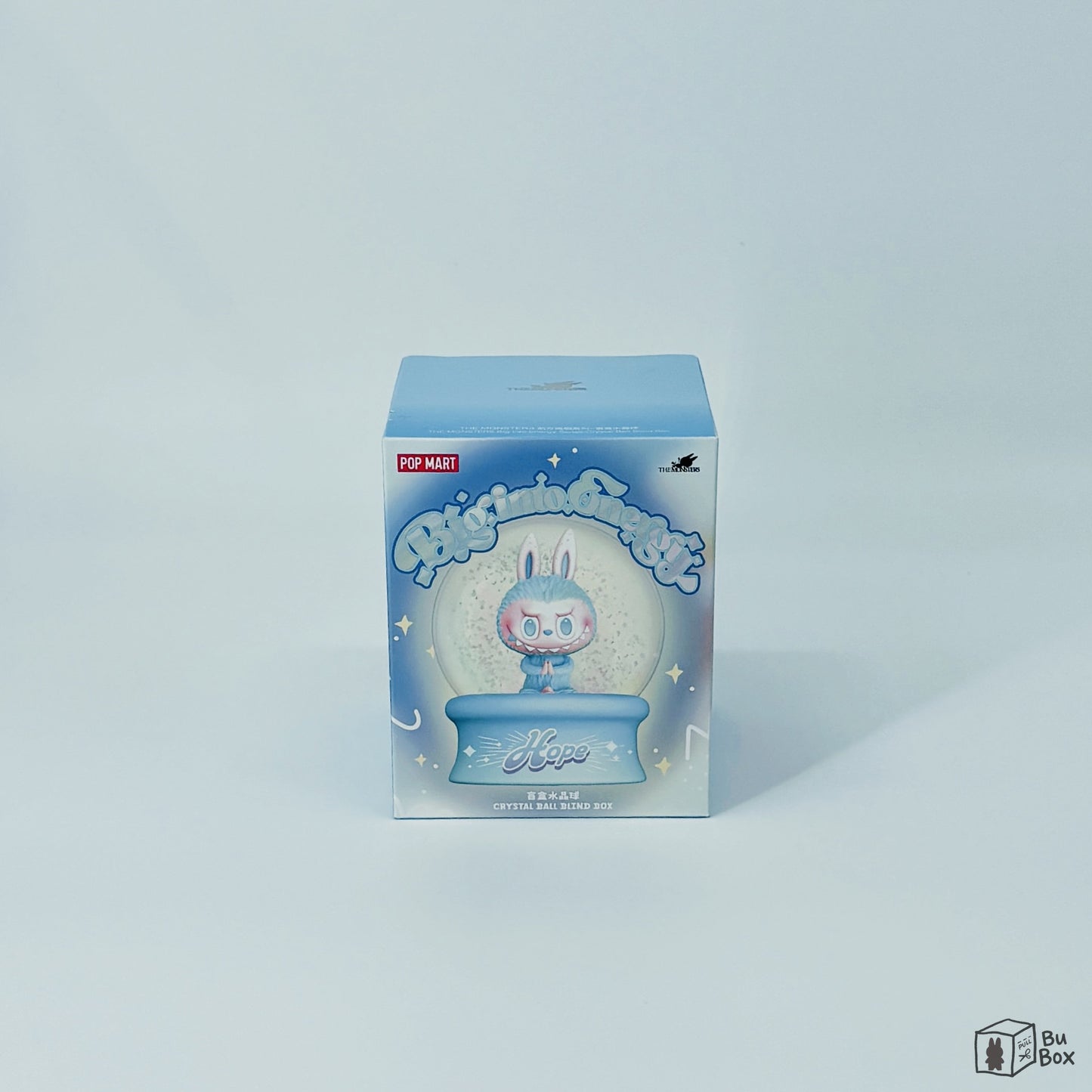 THE MONSTERS Labubu Big Into Energy Crystal Ball Snow Globe Single Blind Box featuring a collectible Labubu figure inside a crystal ball snow globe, perfect for fans and collectors of Labubu's energetic and whimsical designs.