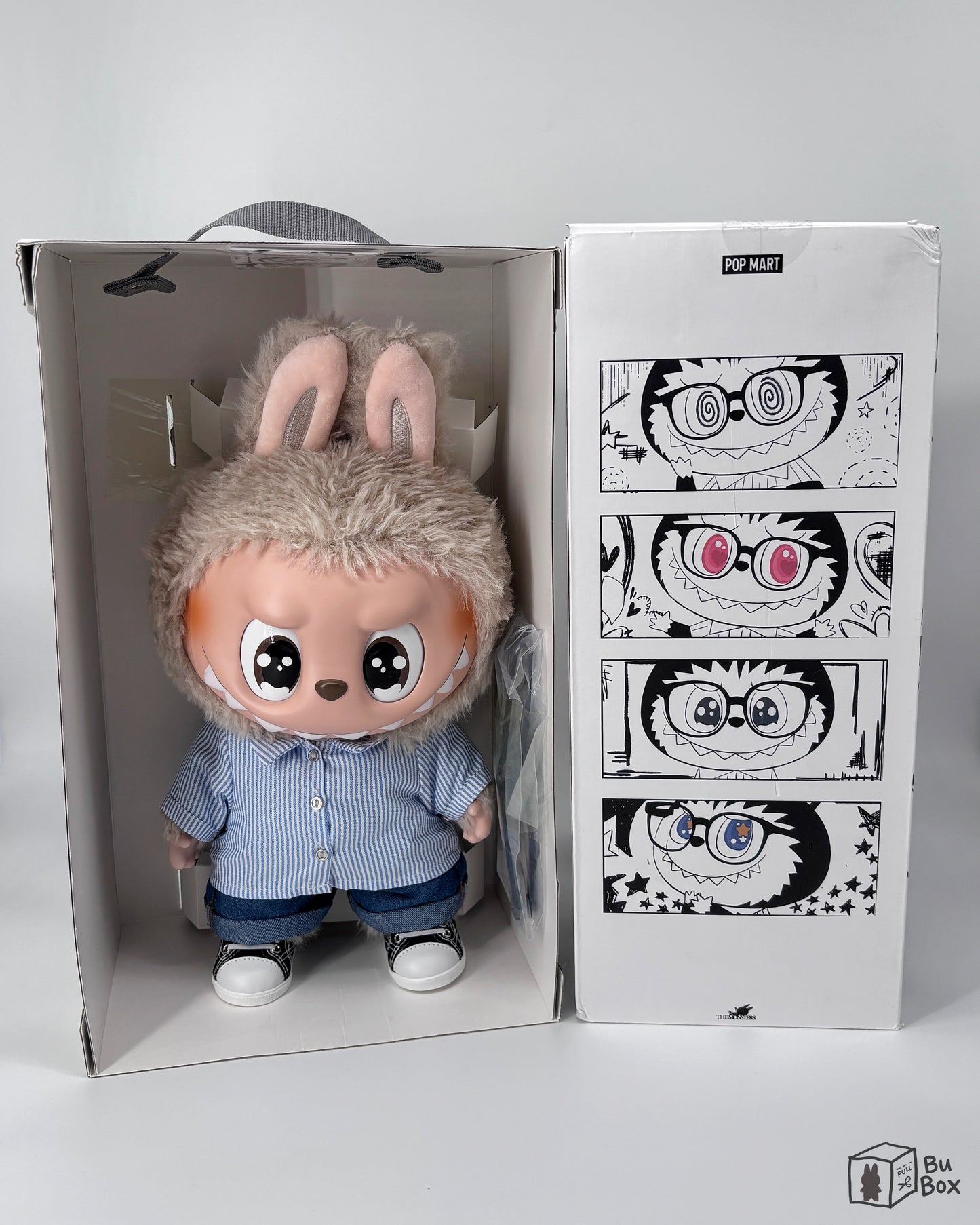THE MONSTERS Labubu FLIP WITH ME Vinyl Plush Doll featuring a Labubu character with two different expressions, perfect for fans and collectors of Labubu's playful and versatile design.