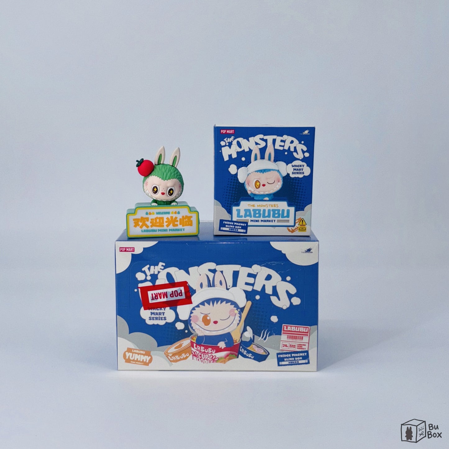 THE MONSTERS Labubu Wacky Mart Series Fridge Magnet Case (6 Blind Boxes) featuring a collection of collectible Labubu fridge magnets from the Wacky Mart series, perfect for fans of Labubu and quirky home décor.