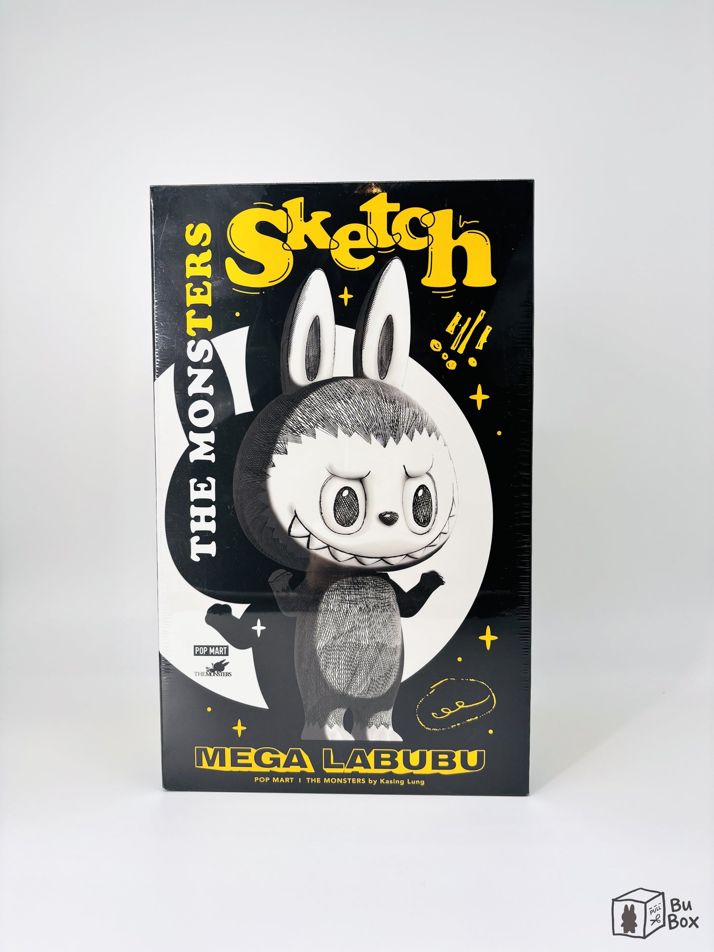 Labubu MEGA 400% Sketch featuring a large-sized vinyl figure with a unique sketch-style design, perfect for collectors and Labubu fans.