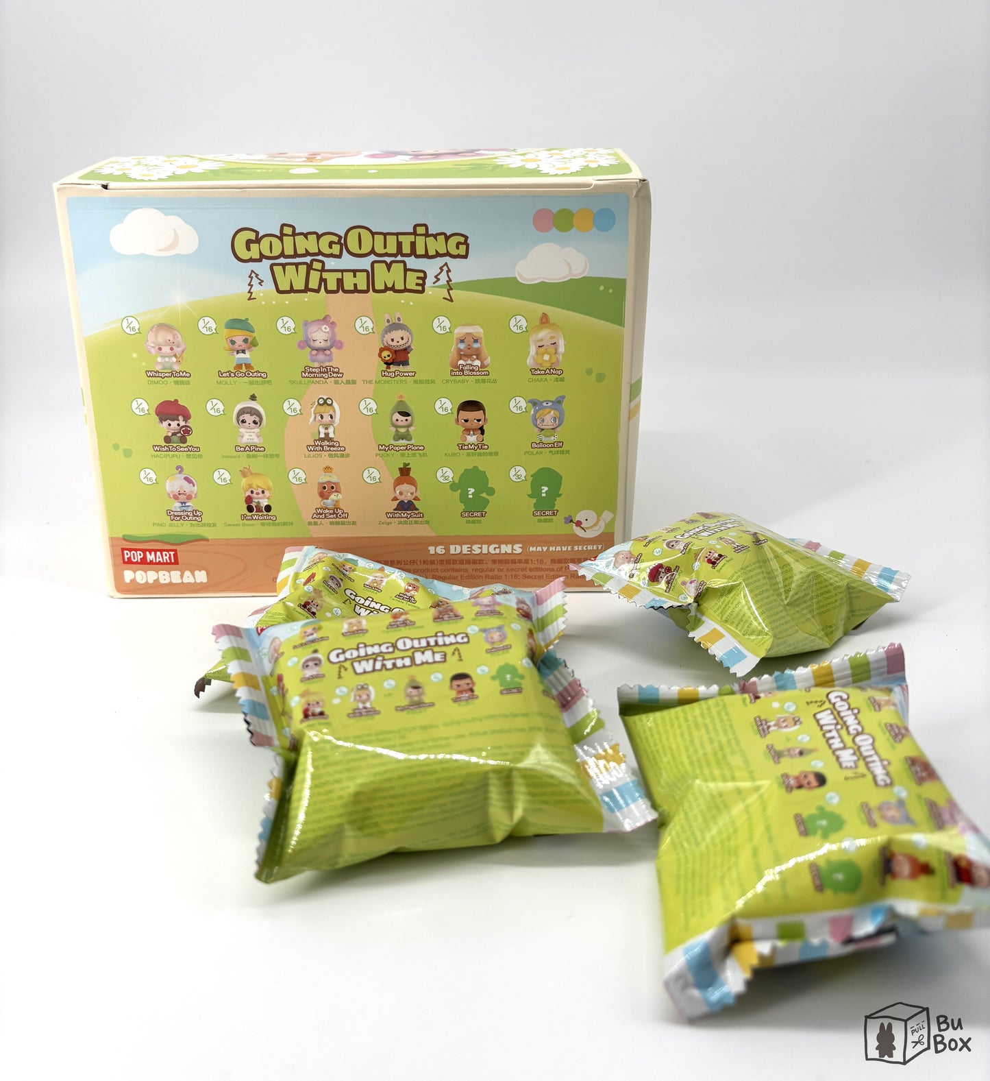 Pop Mart, POP BEAN, Going Outing With Me Series, collectible figures, 1 pack, Labubu, Crybaby, Hacipupu, Skullpanda, Pucky, Polar, outing theme, mini collectible, 16 unique designs