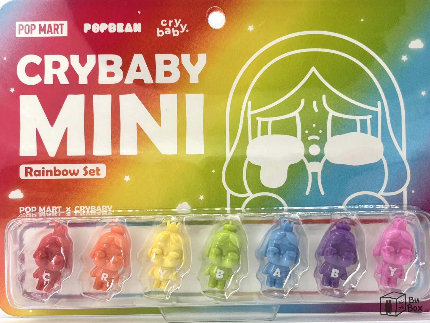 Pop Mart, Crybaby, Pop Bean, mini figure, rainbow color, collectible toy, figure, figure set