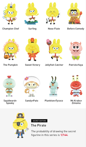 THE MONSTERS Labubu x Spongebob Series Figure Sealed Case (12 Blind Box)
