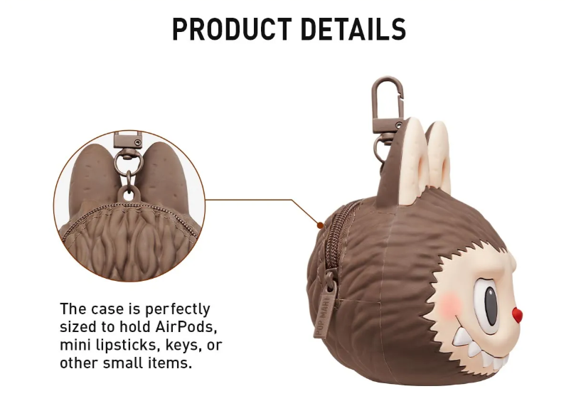 LABUBU Originals-Brown Silicone Earphone Bag