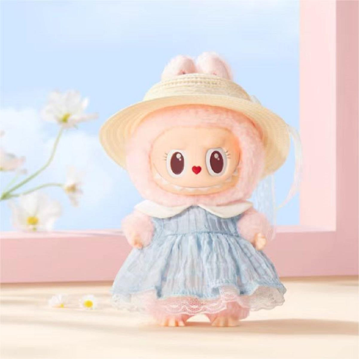 Labubu Mokoko The Blue Diamond Summer Party Vinyl Plush Pendant featuring a soft and vibrant blue diamond design, perfect for summer-themed accessories and playful collectors.