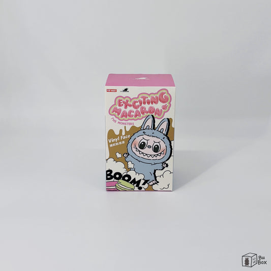THE MONSTERS Labubu Exciting Macaron Vinyl Face Single Box (1 Blind Box) featuring a collectible Labubu figure with a vibrant macaron-inspired design, perfect for fans and collectors of Labubu's sweet and colorful style.