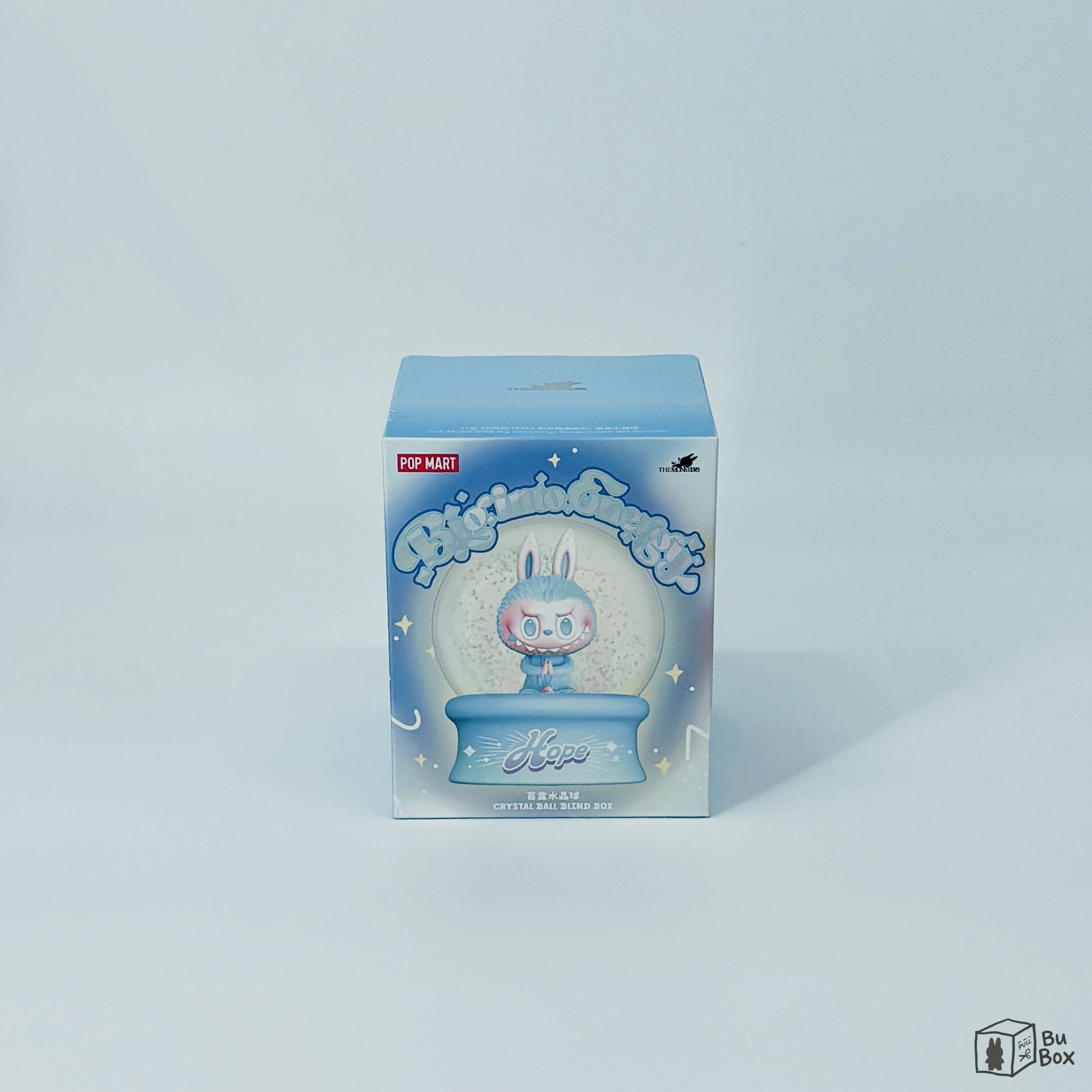 THE MONSTERS Labubu Big Into Energy Crystal Ball Snow Globe Single Blind Box featuring a collectible Labubu figure inside a crystal ball snow globe, perfect for fans and collectors of Labubu's energetic and whimsical designs.