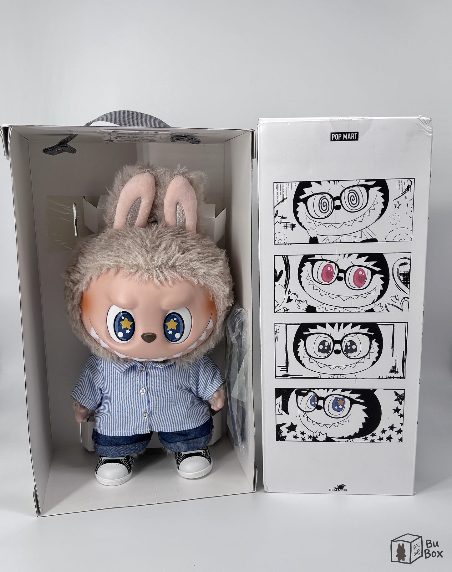 THE MONSTERS Labubu FLIP WITH ME Vinyl Plush Doll featuring a Labubu character with two different expressions, perfect for fans and collectors of Labubu's playful and versatile design.