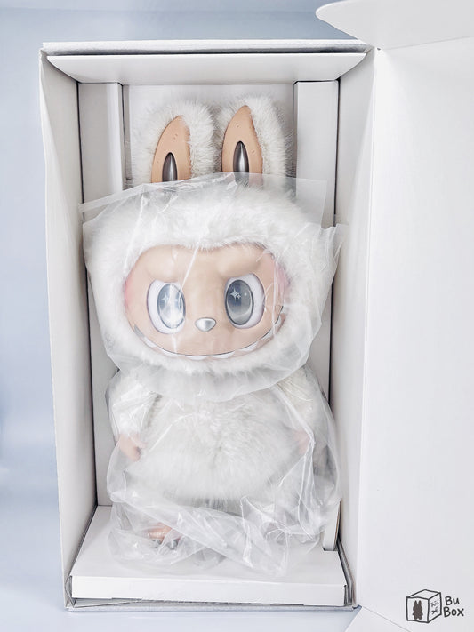 Labubu THE MONSTERS ZIMOMO ANGEL IN CLOUDS Vinyl Face Doll featuring a collaborative design between Labubu and ZIMOMO with an angelic cloud-themed Vinyl Face style, perfect for collectors and fans of both characters.