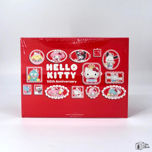 Sanrio Hello Kitty 50th Anniversary Series Figures Sealed Case (12 Blind Boxes) featuring a collection of collectible Hello Kitty figures from the 50th Anniversary series, perfect for Hello Kitty fans and collectors celebrating the iconic character's milestone.