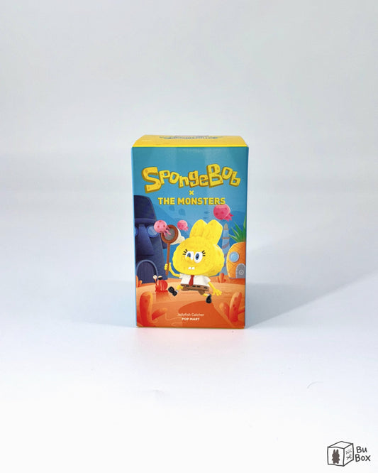 Labubu THE MONSTERS x Spongebob Series Figure Single Blind Box (1 Blind Box) featuring a collectible figure with a unique Spongebob collaboration design, perfect for fans of both Labubu and Spongebob.
