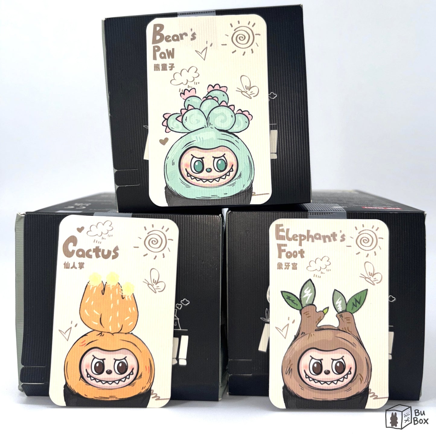Pop Mart, Labubu, The Monsters, Naughty Plants Series, Bear's Paw, Cactus, Elephant's Foot, pre-opened blind box, collectible toy, sealed inner bag, Naughty Plants, blind box