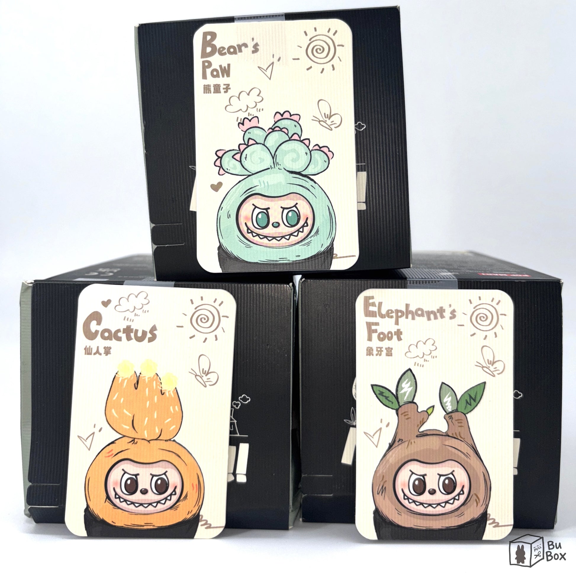 Pop Mart, Labubu, The Monsters, Naughty Plants Series, Bear's Paw, Cactus, Elephant's Foot, pre-opened blind box, collectible toy, sealed inner bag, Naughty Plants, blind box